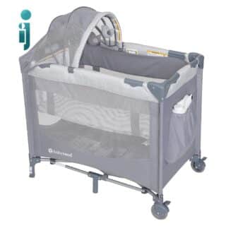 تخت و پارک بی‌بی ترند مدل Babytrend Mini Nursery Center به سایه‌بان مجهز است و تا ۱۶ کیلوگرم تحمل وزن دارد.